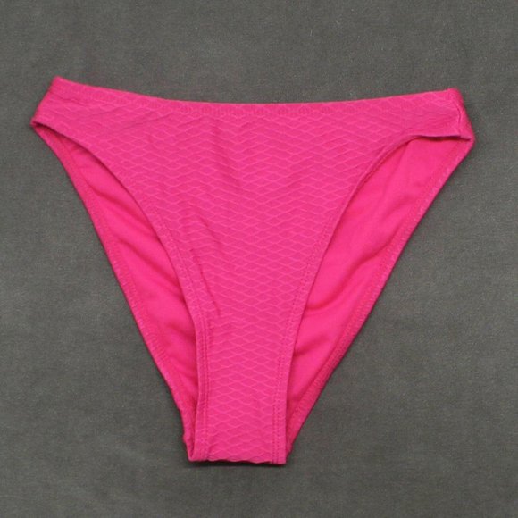 NWT Xhilaration Women's Textured Cheeky Mid Waist Bikini Bottom XS Magenta Pink - Picture 2 of 6